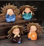 6cm Polyresin Handcrafted 4 Baby Monk Showpiece