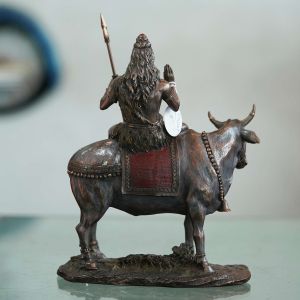 18cm Brass Shiva On Nandi the Bull Statue