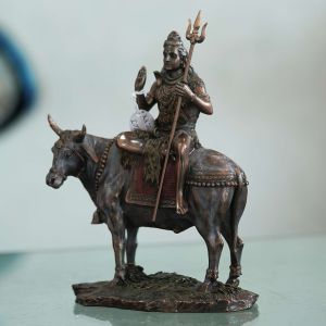 18cm Brass Shiva On Nandi the Bull Statue