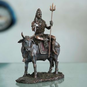 18cm Brass Shiva On Nandi the Bull Statue