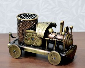 21cm Decorative Brass Train Pen Holder