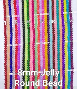 8mm Round Multicolor Jelly Glass Beads