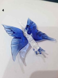 Blue Polished Butterfly Glass Bead