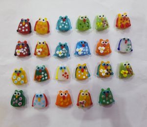 Multicolor Owl Glass Beads