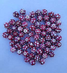 Purple Printed Handmade Glass Bead