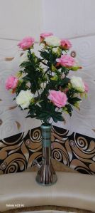 10 Inch Silver Green Glass Flower Pot
