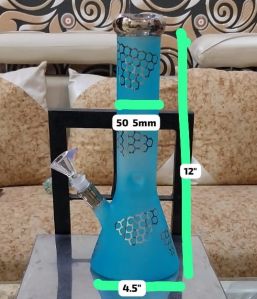 12 Inch Frosted Blue Smoking Glass Beaker