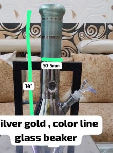 14 Inch Silver Green Smoking Glass Beaker