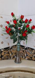 6 Inch Silver Green Glass Flower Pot