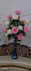 8 Inch Blue Black Glass Flower Pot