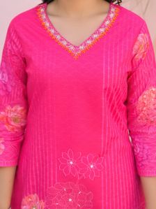 Ladies Cotton Floral Printed Kurta Pant &AMP; Dupatta Set