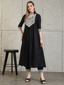 Ladies Rayon Real Mirror Work Ladies Casual Rayon Anarkali Suit With Pant &AMP; Dupatta Set