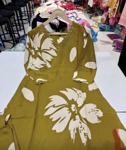 Ladies Cotton V Neck Kurti and Pant Set