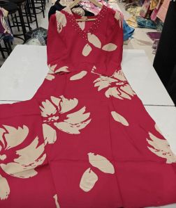Ladies Cotton V Neck Kurti and Pant Set