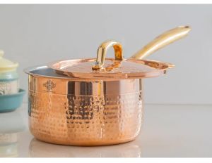 Indian Art Vill Pure Copper Hammer Long Handle Sauce Pan