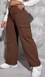 Ladies Brown Cargo Jeans