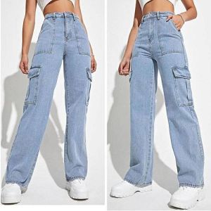 Ladies Sky Blue Cargo Jeans