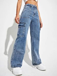 Ladies Straight Fit Cargo Jeans