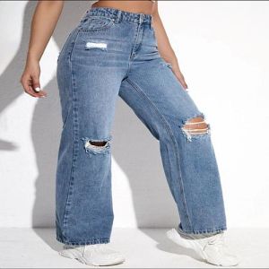 Ladies Straight Rugged Denim Jeans