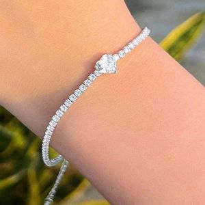 White Gold Heart Shaped and Round Diamond Bracelet
