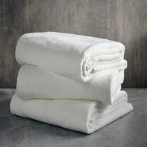300 GSM White Plain Terry Cotton Bath Towel
