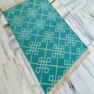 A 40 Aqua Green Flat Weave Cotton Durries