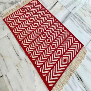 A 42 Red &AMP; Beige Flat Weave Cotton Durries