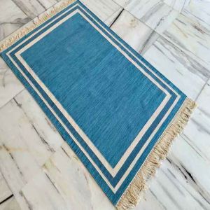 A 43 Blue &AMP; Beige Flat Weave Cotton Durries