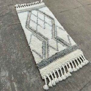 A59 White &AMP; Grey Flat Weave Wool Durries