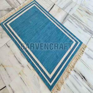 A 43 Blue & Beige Flat Weave Cotton Durries