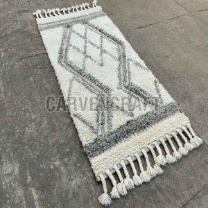 A59 White & Grey Flat Weave Wool Durries
