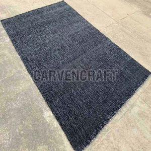 A77 Black Handloom Wool Rug
