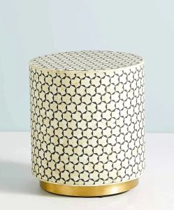 Bone Inlay End Bedside Table