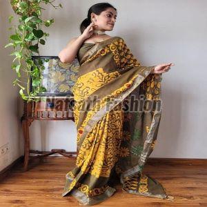 Handloom Cotton Printed Saree