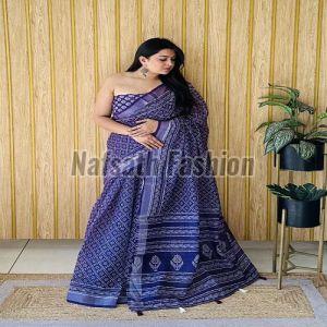 Linen Cotton Digital Printed Saree