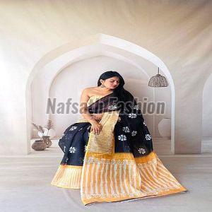 Party Wear Printed Soft Linen Saree