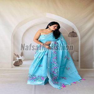 Digital Printed Linen Cotton Saree