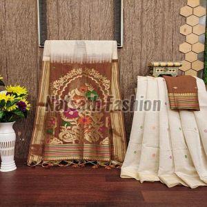 Muga Cotton Saree With Jamdani Work