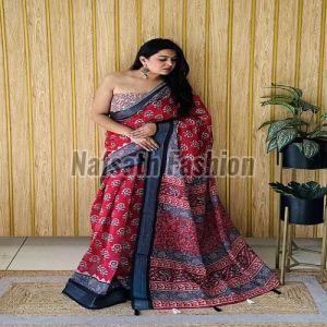 Linen Cotton Digital Printed Saree