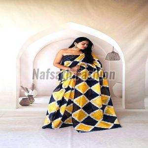 Party Wear Digital Printed Linen Saree