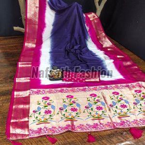 Printed Paithani Pure Silk Saree with Japanese Dye