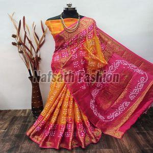 Eye Catching Bandhani Cotton Silk Saree