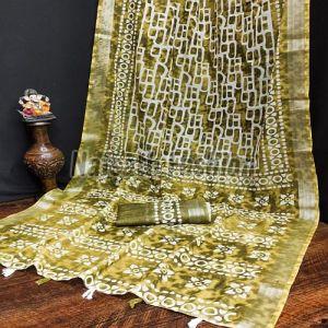 Floral Design Cotton Printed Saree