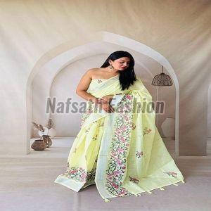 Digital Printed Linen Cotton Saree