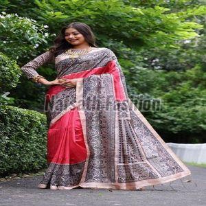 Pure Tussar Madhubani Screen Print Saree