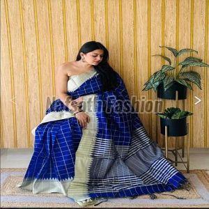 Raw Silk Temple Border Saree