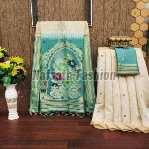 Muga Cotton Saree With Jamdani Work