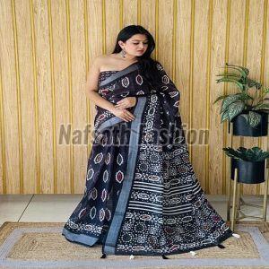Linen Cotton Digital Printed Saree