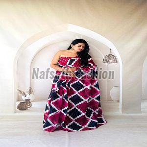 Party Wear Digital Printed Linen Saree