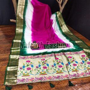 Printed Paithani Pure Silk Saree with Japanese Dye